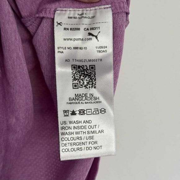Puma V-Neck Active T-Shirt Wild Berry Heather Athletic Top Large‎ - Picture 6 of 8